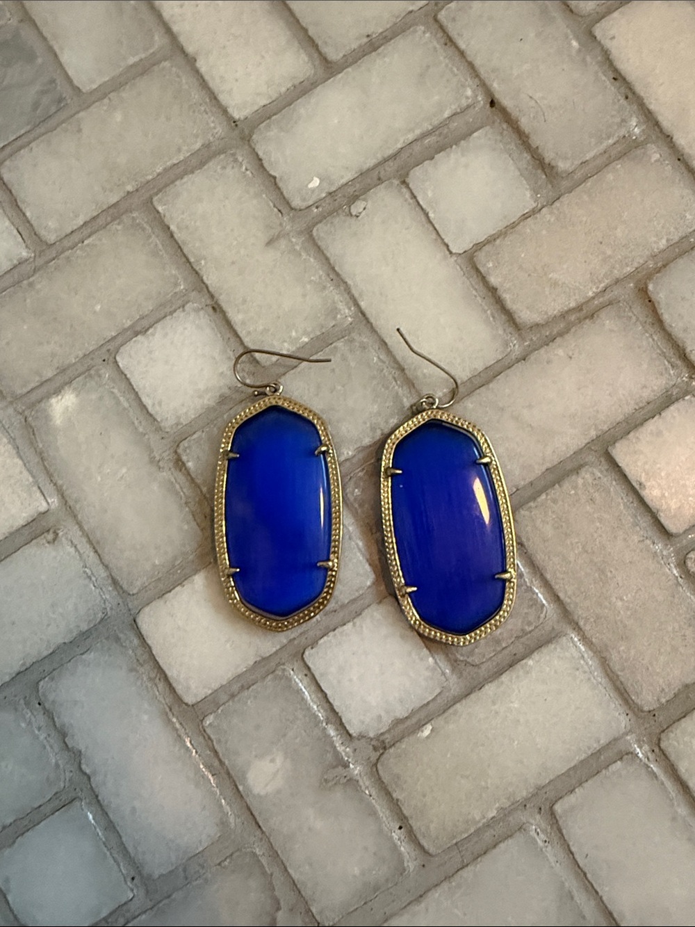 Kendra Scott Blue Glass Danielle Earrings with Gold